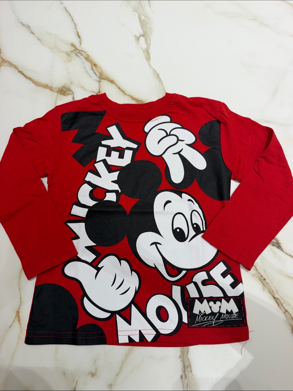 Disney Red Mickey Mouse Graphic Long Sleeve Tee 5yr